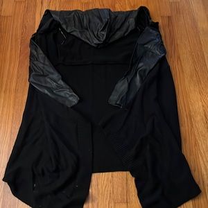 Leather sleeve/hood sweater
